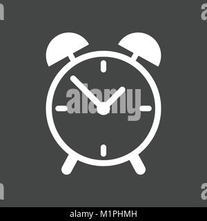 Alarm clock icon. Flat design style. Simple icon on grey background. Web site page and mobile app design element Stock Vector