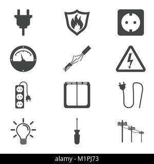Electricity icon. Vector illustration in flat style on white background Stock Vector