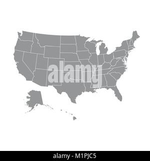 High detailed USA map with federal states. Vector illustration United states of America Stock Vector