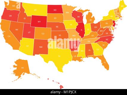USA map with federal states. Vector illustration United states of America. Stock Vector