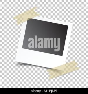 Blank retro photo frames with sticker on white isolated background. Vector illustration. Stock Vector