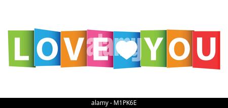 Love you colorful card. Vector illustration Stock Vector