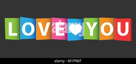 Love you colorful card. Vector illustration Stock Vector
