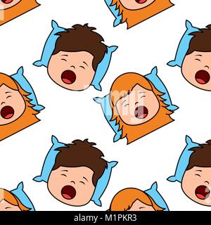 child sleeping pattern image  Stock Vector