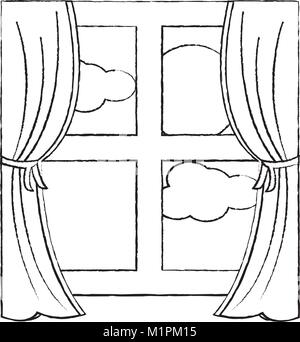 Window curtains linear icon concept. Window curtains line vector sign ...