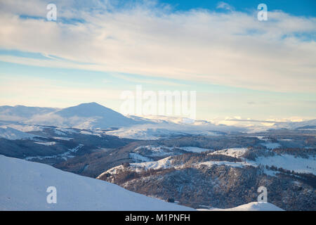 Looking over to Schiehallion from near the summit of Ben Vrackie in Perthshire Scotland. Stock Photo