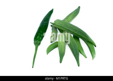 Mix green vegetables isolated in white background Stock Photo