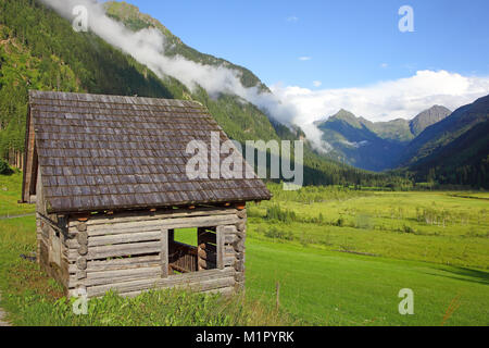Wooden hut in the Untertal, rohrmoos-untertal, Styria, Austria, Europe, Holzhütte im Untertal, Rohrmoos-Untertal, Steiermark, Österreich, Europa Stock Photo