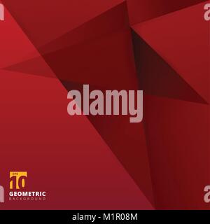 Abstract background. Origami and polygon geometric red color overlap paper layer with copy space for text and message artwork design Stock Vector