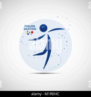 Figure Skating championship banner. Winter sports icon. Abstract sportswoman silhouette. Vector illustration of jumping and spinning figure skater Stock Vector