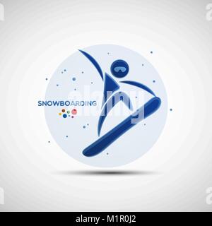 Snowboarding championship banner. Winter sports icon. Abstract sportsman silhouette. Vector illustration of freestyle snowboard rider for your design Stock Vector