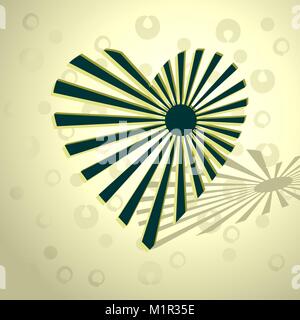 Green heart on a yellow background Stock Vector