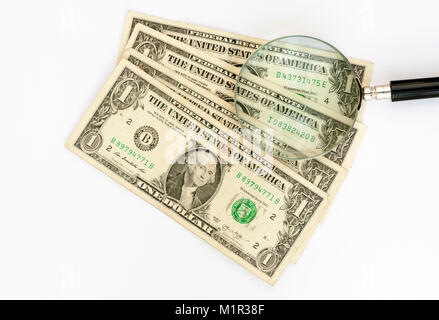 United States USA Dollars under the microscope Stock Photo