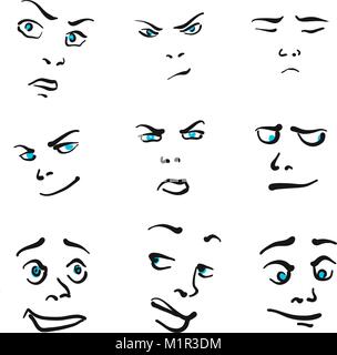 Emotion, vector set of nine face Stock Vector Image & Art - Alamy