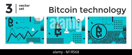 Vector set abstract background bitcoin technology Stock Vector
