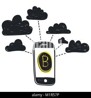 Vector abstract illustration bitcoin technology Stock Vector
