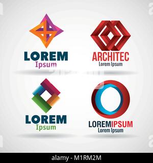 corporation emblems set icons Stock Vector