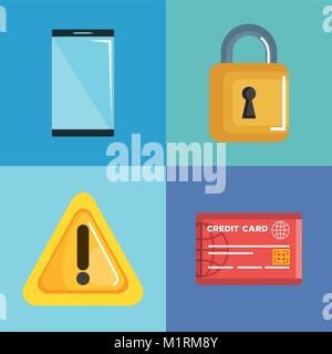 Theft identity set icons Stock Vector