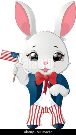 gray rabbit on the day of the president Stock Vector