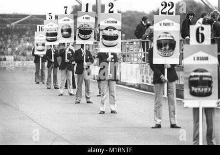 Grid Men at the 1981 British Grand Prix, Silverstone. Stock Photo