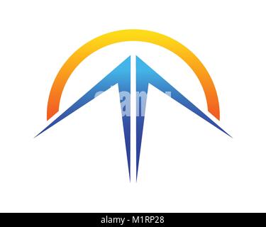 Abstract Blue Mountain Sunrise Symbol Vector Graphic Logo Design Stock Vector
