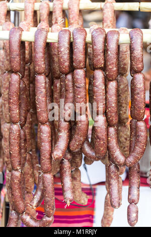 Raw of thai style sausages Stock Photo