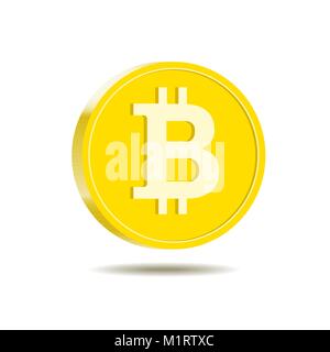 Golden bitcoin digital cryptocurrency, vector illustration Stock Vector