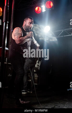 The English hardcore punk band Gallow performs a live concert at Det Akademiske Kvarter in Bergen. Here vocalist Wade MacNeil is seen live on stage. Norway, 25/09 2012. Stock Photo