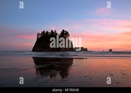 WA13175-00...WASHINGTON - Sunset on the Pacific Coast at Second Beach in Olympic National Park. Stock Photo