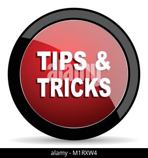 Tips tricks vector icon. Modern design red and black glossy web and mobile applications button in eps 10 Stock Vector