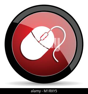 Mouse vector icon. Modern design red and black glossy web and mobile applications button in eps 10 Stock Vector