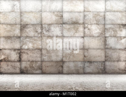 Interior background of room with concrete tiled wall 3d rendering Stock Photo