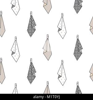 Hanging towels seamless vector pattern. Stock Vector