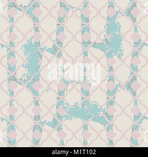 Brushed quatrefoil pale blue seamless vector pattern. Stock Vector