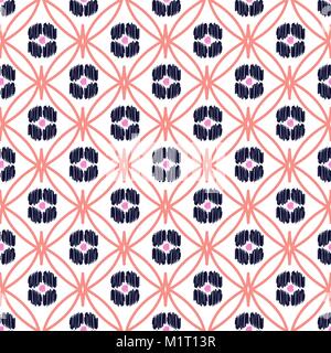 Rhombs decorated shapes seamless vector pattern. Stock Vector