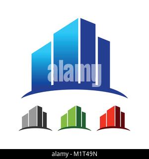 Abstract Commercial Skyline Building Symbol Vector Graphic Logo Design Stock Vector