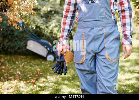 Unrecognizable gardener having a break Stock Photo