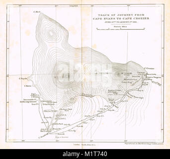 Track of journey from Cape Evans to Cape Crozier, Austral Winter 1911, Scott's final expedition Stock Photo