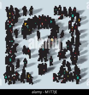 Casual people big group question symbol. Stock Vector
