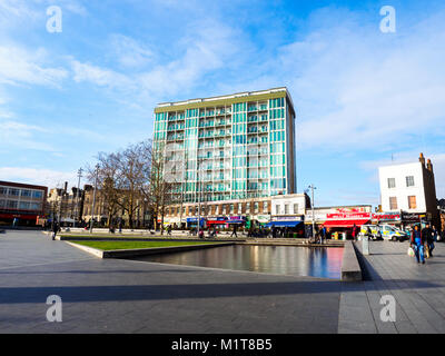 Modern apartments building in Woolwich Town Centre Square General Gordon Place - South East London, England Stock Photo