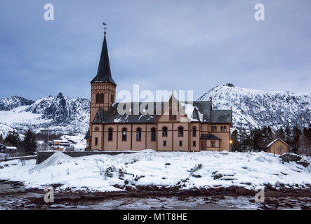 Church in Svolvaer, Lofoten Islands Nordland Norway Stock Photo