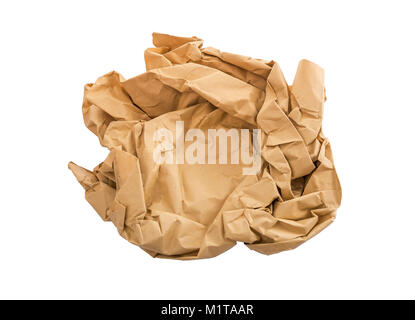 Crumpled piece of paper isolated on white background. Stock Photo