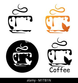 Coffee logotype. Stylized coffee cup icon. Vector illustration Stock Vector