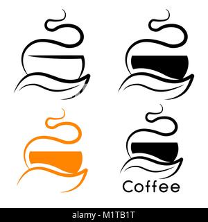 Coffee logotype. Stylized coffee cup icon. Vector illustration Stock Vector