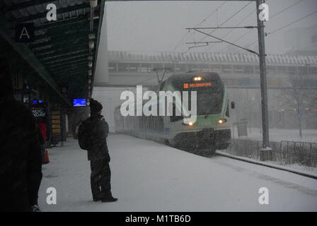 Heavy Snowfall Hits Helsinki Stock Photo