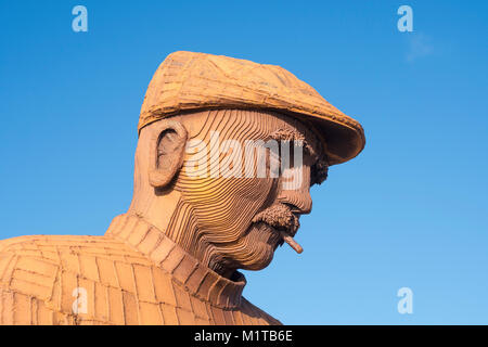 Close up of Fiddler’s Green sculpture a memorial for fishermen lost at sea by Ray Lonsdale, North Shields, north east England, UK Stock Photo