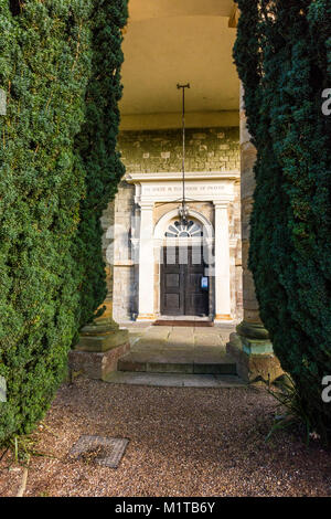 St Lawrence church with inscription over the entrance, My House Is The House of Prayer, Merewortth, Kent, UK Stock Photo