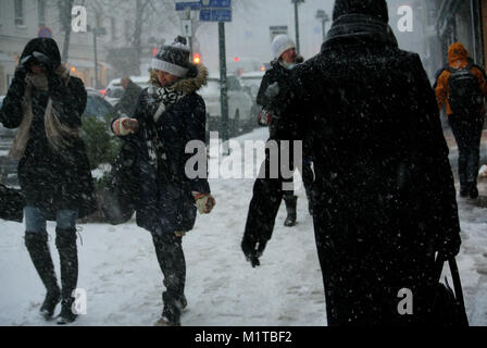 Heavy Snowfall Hits Helsinki Stock Photo