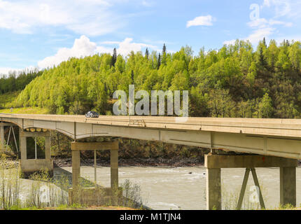 George Parks Highway Bridge in Alaska near Talkeetna crossing a river. Stock Photo