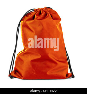 Drawstring pack template classic red isolated on white Stock Photo